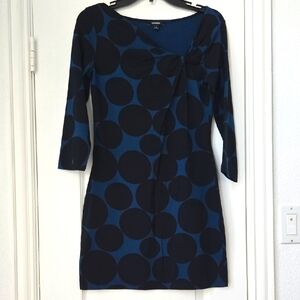 Express Long Sleeve Dress Dark Blue With Black Dots - Size S - NWT